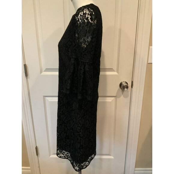 Dolce & Gabbana Black Floral Lace Dress W/ Bell Sleeves, Size 4 (US) 40 (IT) - Picture 5 of 10